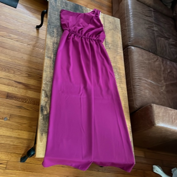 One Shoulder Fuchsia Maxi Dress - Picture 2 of 5